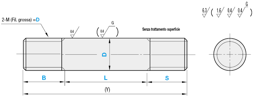 Filettatura sui due lati/Diametro filettatura identico al diametro albero:Immagine relativa