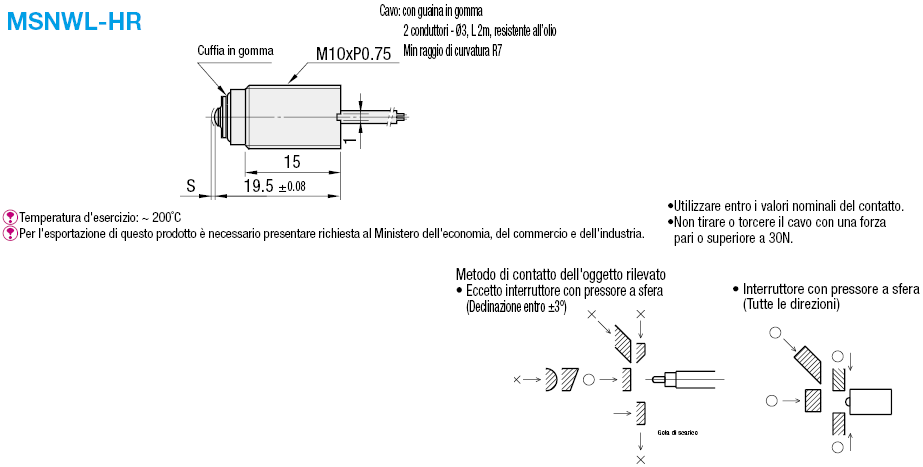 Mini interruttori a contatto con finecorsa/Termoresistenti/IP67:Immagine relativa