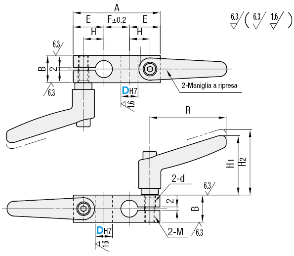 Con maniglia a ripresa/configurazione perpendicolare/diametro uguale:Immagine relativa