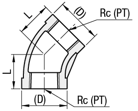 Raccordi per tubi a bassa pressione/Gomito a 45°:Immagine relativa