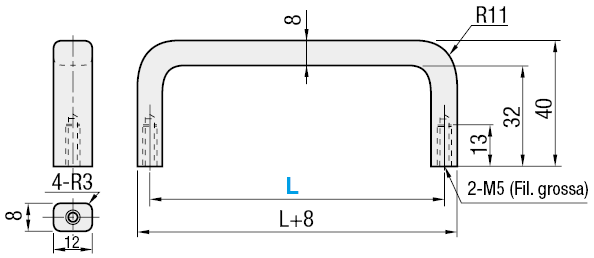 Maniglie/Rettangolari/lunghezze configurabili:Immagine relativa