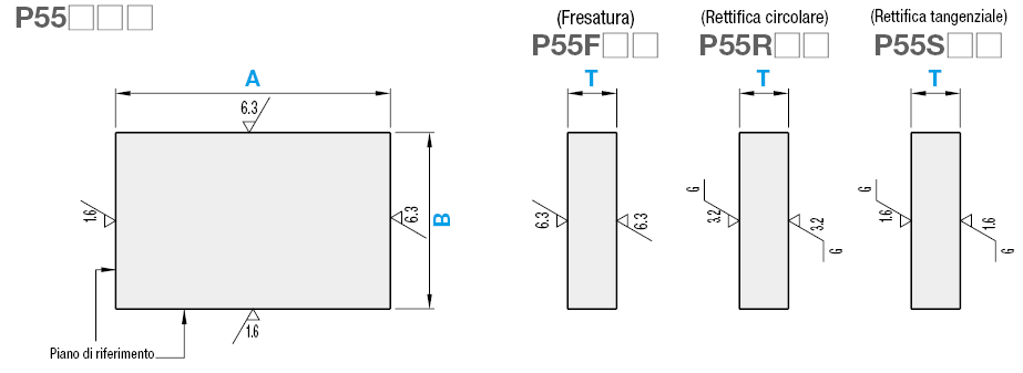 Piastre in EN 1.1203 Equiv. (Normalizzato) - Dimensioni A, B e T configurabili:Immagine relativa