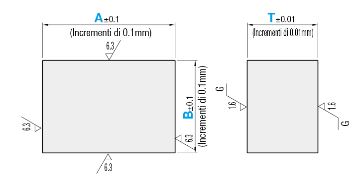 (alta precisione) Blocchi in metallo/Dimensioni A, B e T configurabili:Immagine relativa