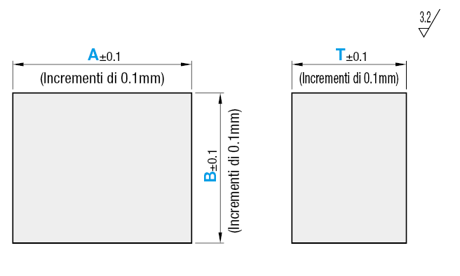 Blocchi in alluminio EN AW-2017 Equiv./Dimensioni A, B e T configurabili:Immagine relativa