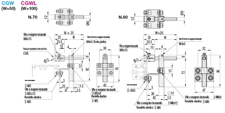 Staffe per rotaie trasportatori a barre cilindriche/Sfalsate:Immagine relativa