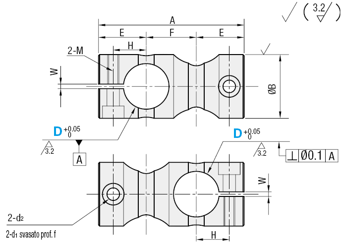 Morsetti rotondi/Diametro uguale/configurazione perpendicolare:Immagine relativa