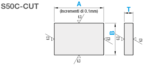Piastre in EN 1.1206 Equiv. con dimensione A configurabile:Immagine relativa