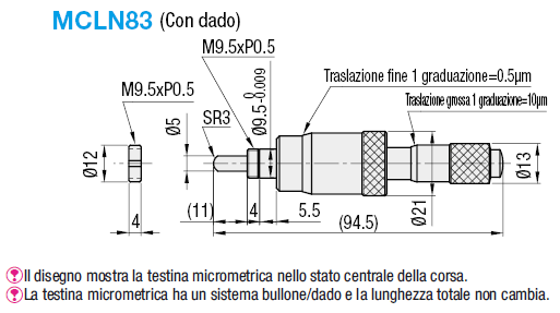 [Di precisione]Testina micrometrica grossa/fine (Corsa ±6.5mm):Immagine relativa