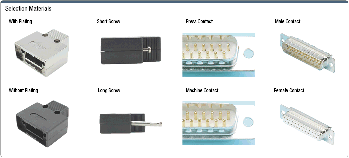 D-sub Connector, Complete Set (Hood / Connector):Related Image