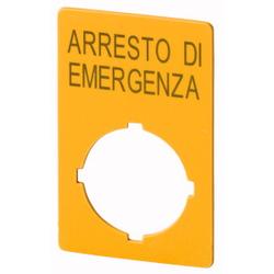 Etichetta, arresto di emergenza, H x L = 50 × 33 mm, gialla, arresto di emergenza
