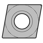 Inserto per tornitura a rombo a 80°, positivo, con foro, CCGT○○R / L "per finitura e taglio medio" alluminio, metalli non ferrosi