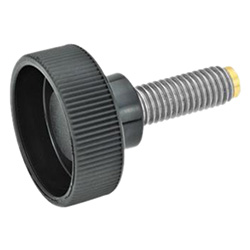 Knurled screws with brass / plastic pivot 421.10-M8-20-KU