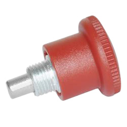 Mini indexing plungers, covered indexing mechanism, with red knob 822-4-B-ST-RT