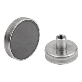 Magneti piatto basso con filettatura interna in ferrite dura con alloggiamento in acciaio inossidabile (K1400)