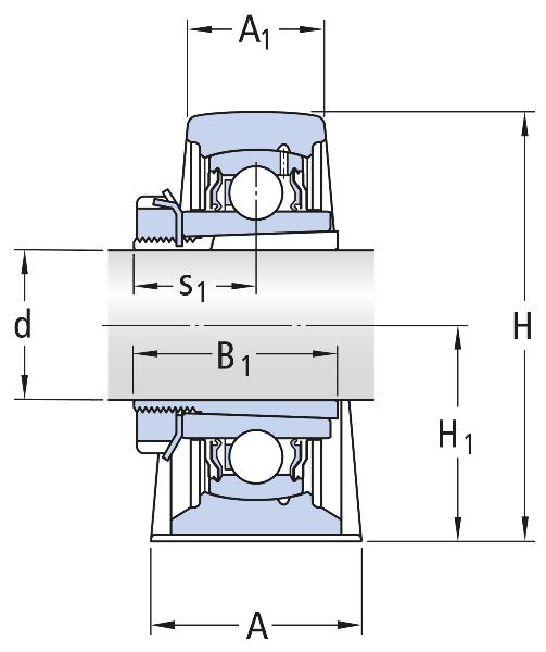 Unità SKF Y-pillow block con base lunga, ferro grigia, fissaggio del boccola di bloccaggio e flinger