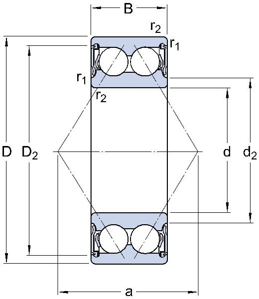 Cuscinetti a sfere a contatto obliquo / doppia fila / con tenuta su entrambi i lati / SKF 3211 A-2RS1/MT33