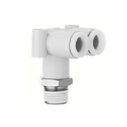 Stainless Steel One-Touch Pipe Fitting KQ2-G Series, Branch Elbow Union Fitting KQ2LU-G (Sealant / No Sealant)