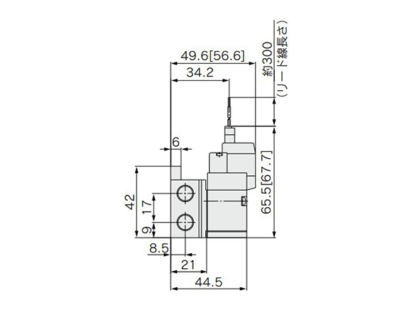 L-type plug connector (L): SYJ5□4-□L□□-01□ dimensional drawing