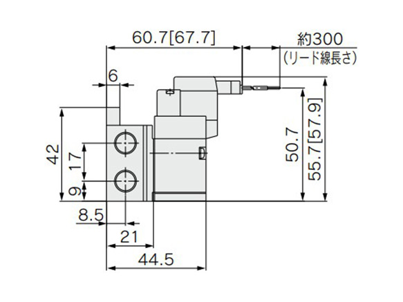 M-type plug connector (M): SYJ5□4-□M□□-01□ dimensional drawing