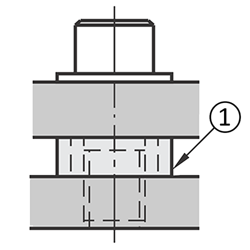 Manicotto distanziatore per maggiore spazio: (1) Manicotto distanziatore