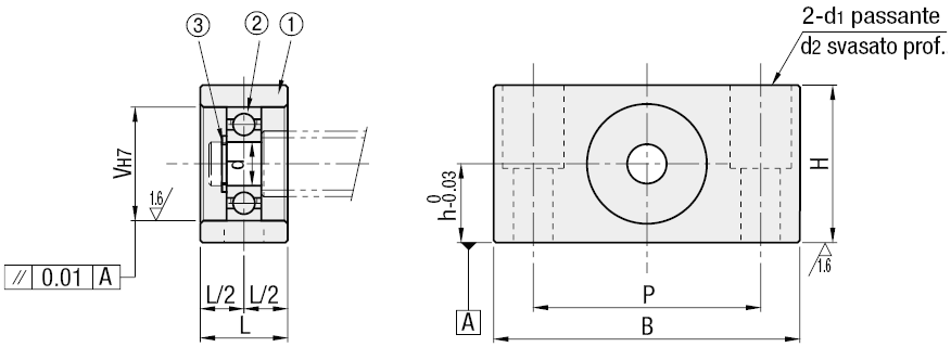 Unità di supporto/Quadrate/ Lato supporto / profilo basso:Immagine relativa