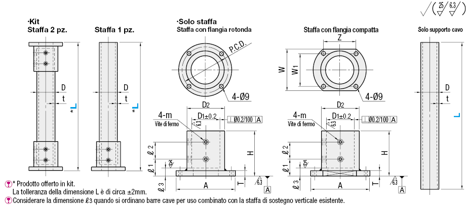 Supporti tubolari/Flangia rotonda/una staffa:Immagine relativa