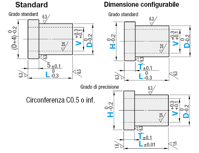 Ghiere/Con flangia/Lunghezza -0.30 e +0.01mm/D.I. e D.E. selezionabili:Immagine relativa
