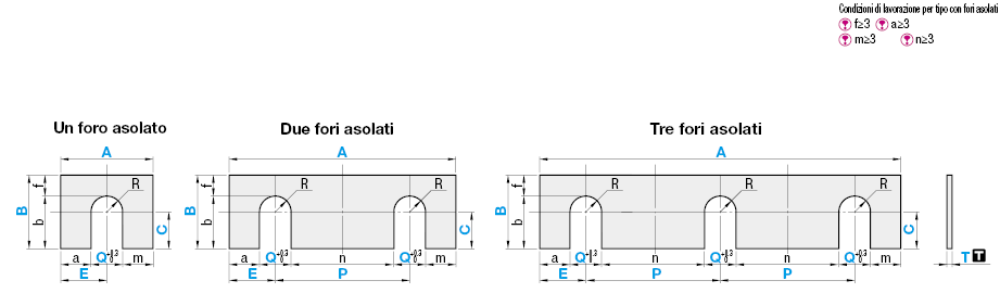 Spessori quadrati - Fori asolati e rotondi:Immagine relativa