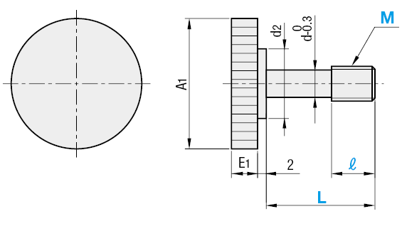 Bulloni per coperchio/Testa zigrinata grande/lunghezza configurabile:Immagine relativa