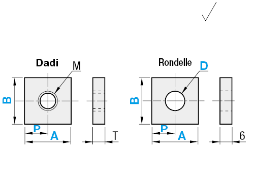 Rondelle e dadi quadrati con un foro per gioco:Immagine relativa