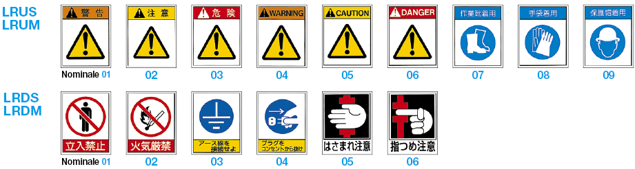Adesivi con segni di Avvertenza/Avviso/Pericolo:Immagine relativa