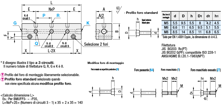 Collettori idraulici/uscite su 2 lati/2 ingressi:Immagine relativa