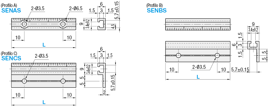 Rotaie per interruttori e sensori/con scala graduata/dimensione L configurabile:Immagine relativa