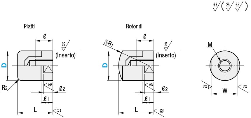Dispositivi di spinta/Diametro piccolo/in poliuretano/maschiati:Immagine relativa