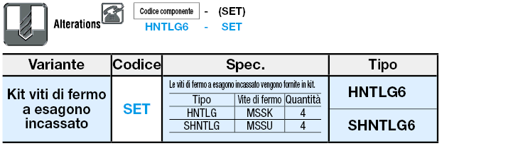 Serie 6/Dadi lunghi/Dimensione L fissa:Immagine relativa