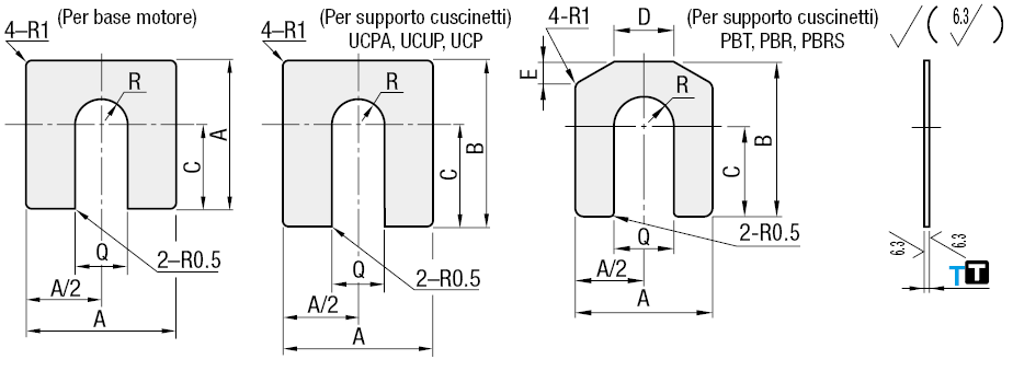 Spessori quadrati/Per base motore/Per supporti cuscinetto:Immagine relativa