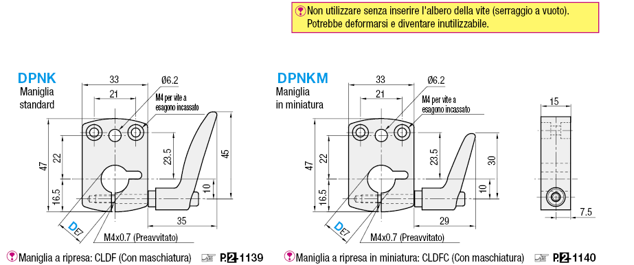 Piastre di serraggio per indicatori di posizionamento compatti con leva e cuscinetto:Immagine relativa