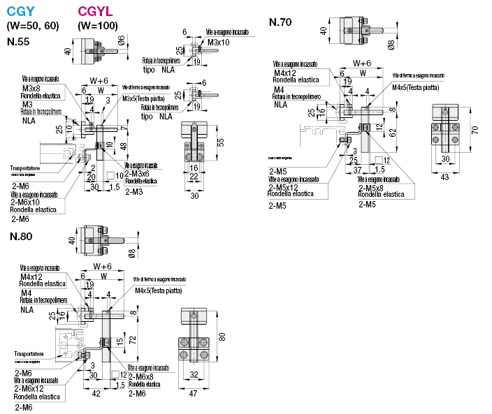 Staffe per rotaie per trasportatori in tecnopolimero/Sfalsate:Immagine relativa