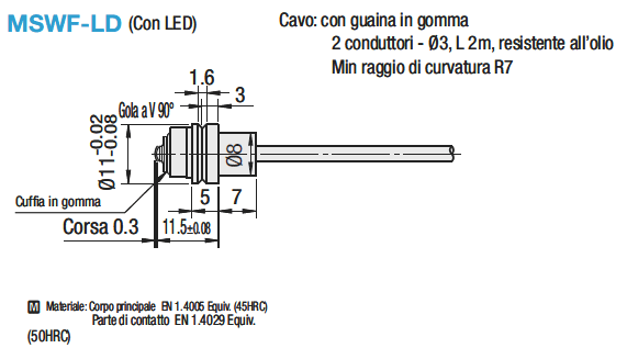 Interruttori a contatto con finecorsa/Cilindro con flangia/IP67:Immagine relativa