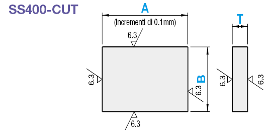 Piastre in EN 1.0038 Equiv. con dimensione A configurabile:Immagine relativa