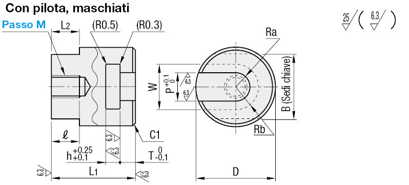 Giunti flottanti/Cave a T (con pilota)/Maschiati:Immagine relativa