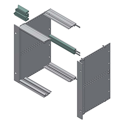 Interzoll, Profilati doppi per bus per subrack 6 U, in alluminio anodizzato in colore naturale, per il fissaggio di backplane