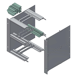 Interzoll, Profilati doppi per bus, in alluminio anodizzato in colore naturale, per il fissaggio di backplane in subrack 6 U suddiviso in 2 da 3 U