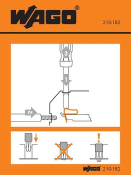 Etichette adesive con istruzioni operative, per morsettiere modulari con cablaggio laterale, serie da 279 a 284