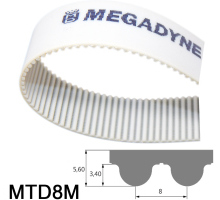 Cinghia dentata / Megalinear / aperta / forma del profilo selezionabile / PUR / acciaio / MEGADYNE  10030170017