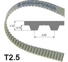 Cinghia dentata / Megapower / T#, AT#, MXL, XL, L, H / PUR / fibra di vetro, acciaio / MEGADYNE  9 T2,5/145