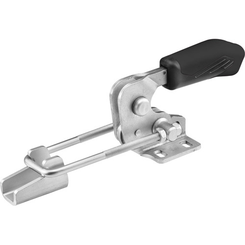 Horizontal Hook-Type Toggle Clamp with Black Handle and  Safety Latch, 6848HSNIT