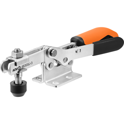 Horizontal Toggle Clamp with Orange Handle and Safety Latch, 6830SJ