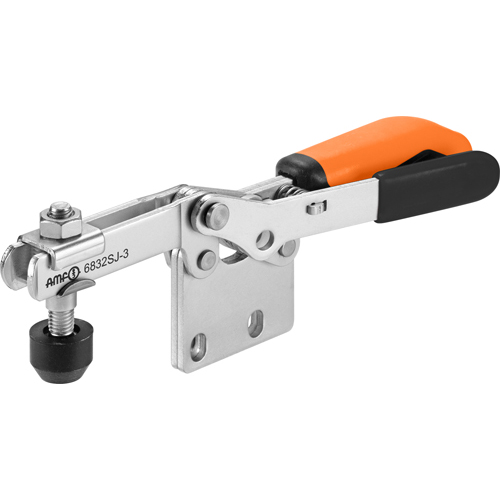 Horizontal Toggle Clamp with Orange Handle and Safety Latch, 6832SJ