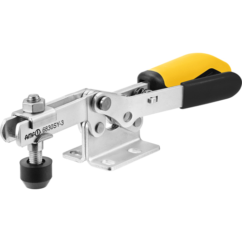 Horizontal Toggle Clamp with Yellow Handle and Safety Latch, 6830SY